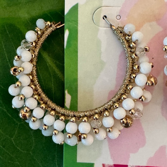 Lilly Pulitzer Beaded  Hoop Earrings w/Jewelry Bag - Picture 2 of 7